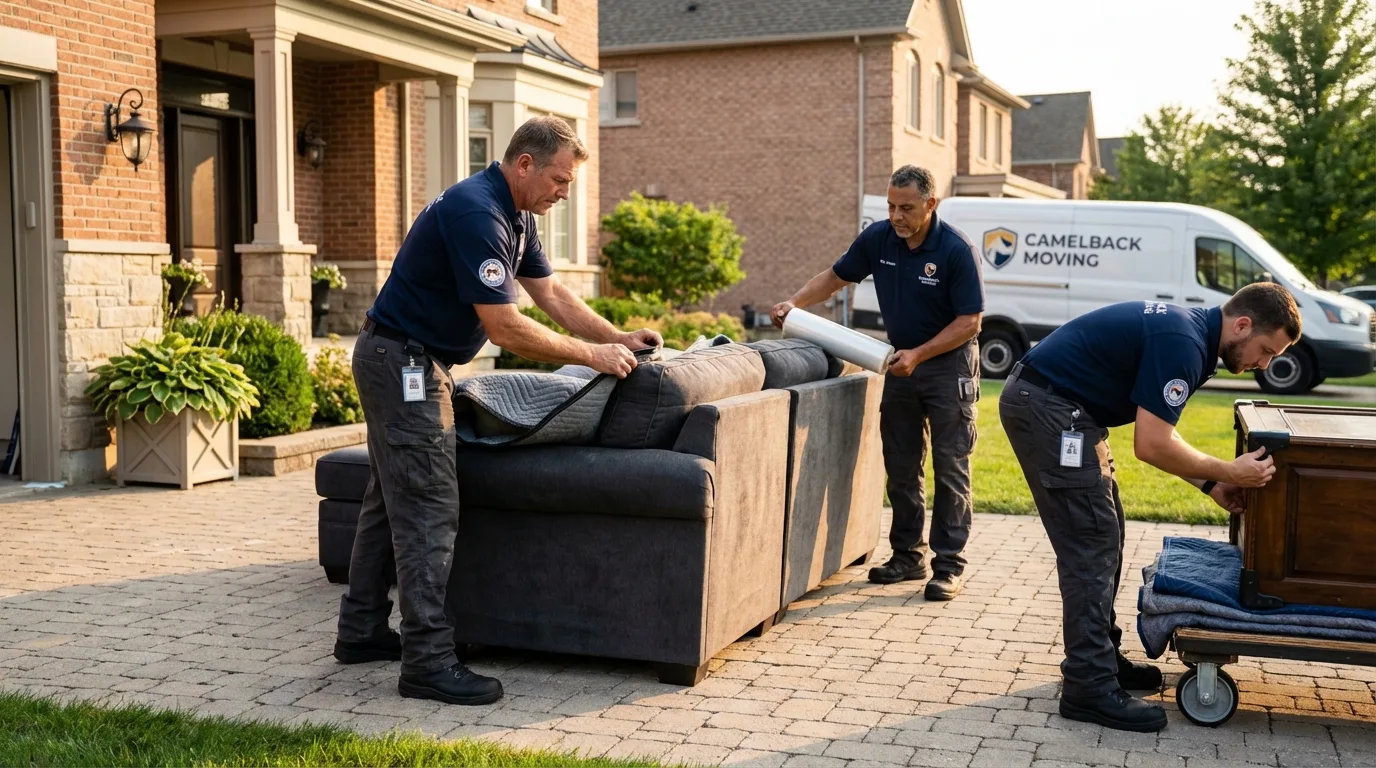 Large estate moving crew wrapping furniture in Needles, CA